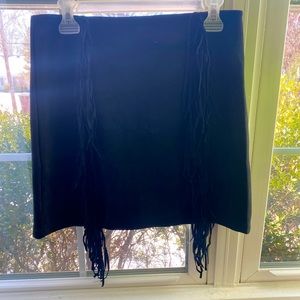 Suede Mini Skirt with fringe
